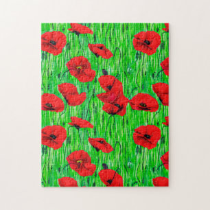 Red Poppies in a Green Field Jigsaw Puzzle