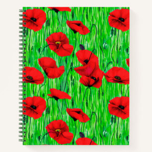 Red Poppies in a Green Field Journal