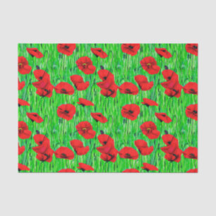 Red Poppies in a Green Field Tissue Paper