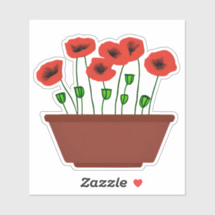 Red Poppies in a Terracotta Planter