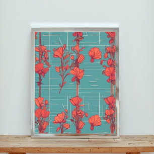 Red Poppies in Bloom: A Seamless Floral Pattern Photo Print