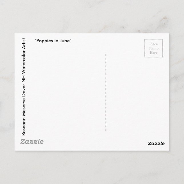 Red Poppies in June Post Card (Back)