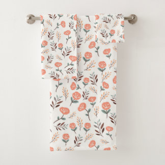 Red Poppies in Scandinavian Style Bath Towel Set