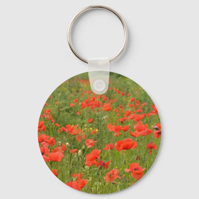 Red Poppies in the field Key Ring (Front)