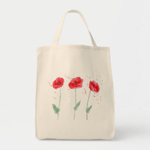 Red Poppies in Watercolors Tote Bag