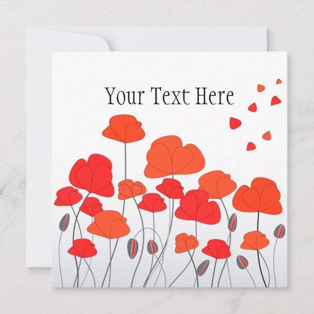 Red Poppies Invitation (Front)