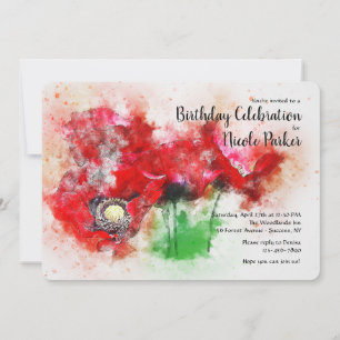 Red Poppies Invitation