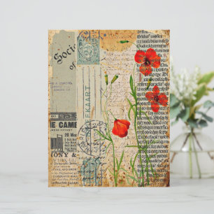 Red poppies junk journal collage
