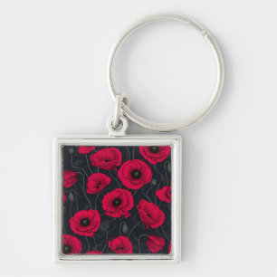 Red Poppies Key Ring