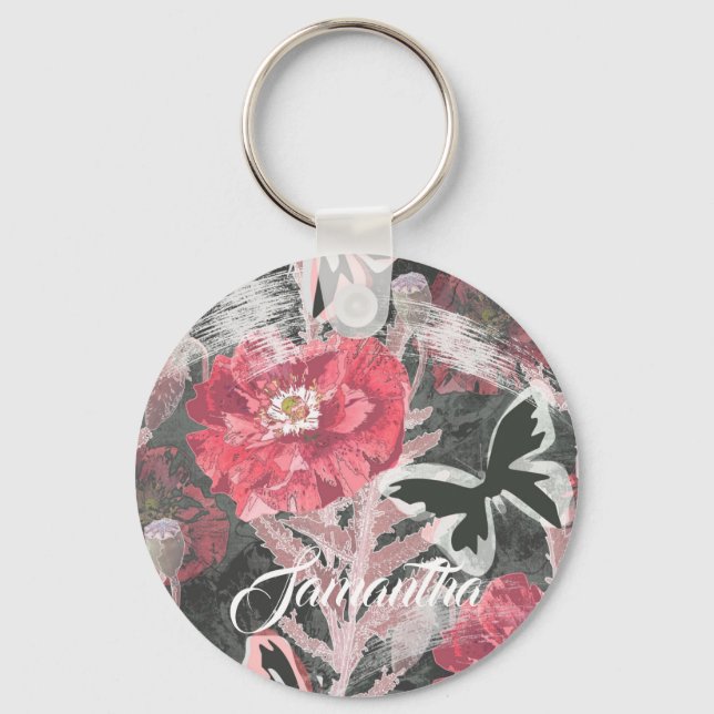 Red poppies. key ring (Front)