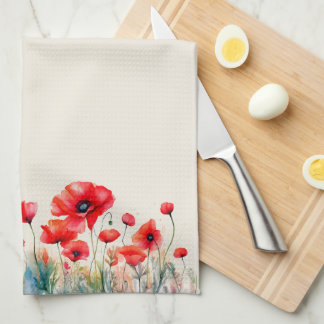 Red Poppies kitchen towel