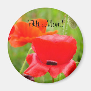 Red Poppies magnet Hi Mum! Poppy Flowers