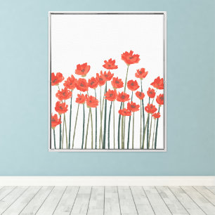 Red Poppies Modern Floral Artistic Canvas Print