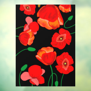 Red poppies on black background illustration 