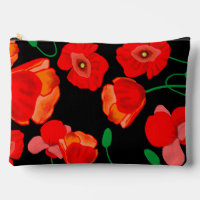 Red poppies on black background illustration 