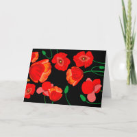 Red poppies on black background illustration