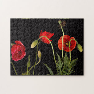 Red Poppies On Black  Jigsaw Puzzle
