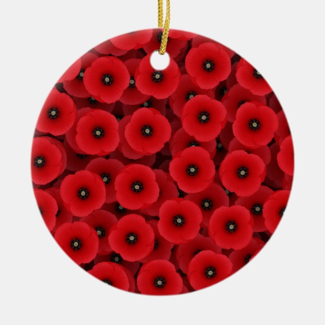 Red Poppies Ornament (Front)