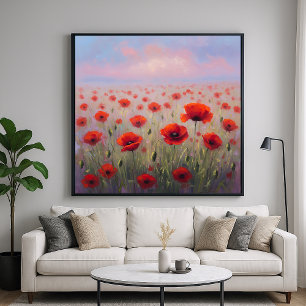 Red Poppies - Painterly Style Floral Art Poster