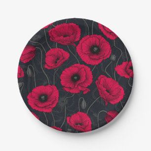 Red Poppies Paper Plate