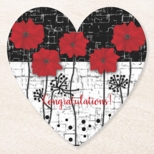 Red poppies paper plates coaster