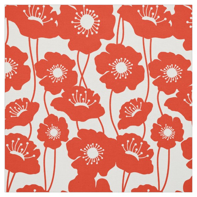 Red Poppies Pattern Fabric (Swatch)