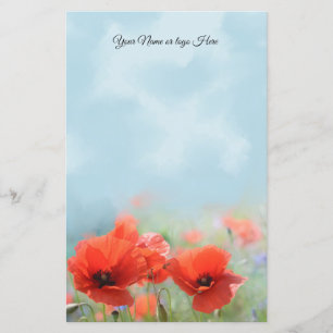 Red Poppies Personalised Stationery