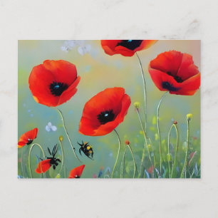 Red Poppies Plants Postcard