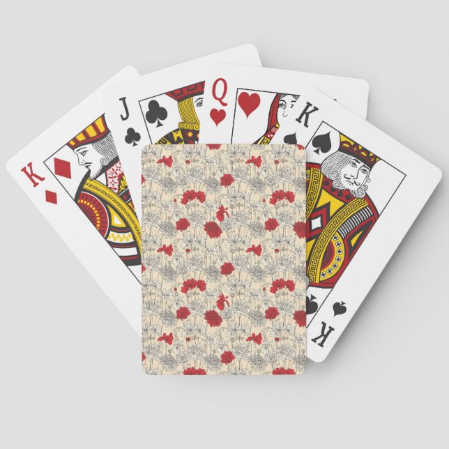Red Poppies Playing Cards (Back)