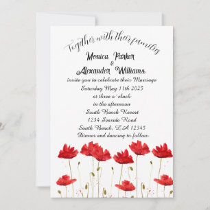Red Poppies Poppy Elegant Floral Minimal Wedding Invitation