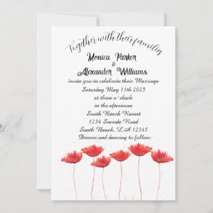 Red Poppies Poppy Elegant Floral Rustic Wedding I Invitation