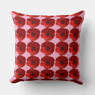 RED POPPIES POPPY FLORAL  CUSHION