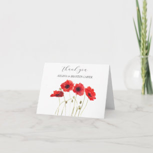 Red Poppies Poppy Floral Wedding Thank you  Card