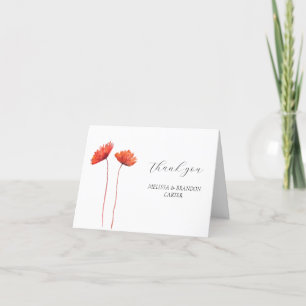 Red Poppies Poppy Flower Floral Wedding Thank you  Card