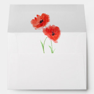 Red Poppies Poppy Flowers Return Address Envelope