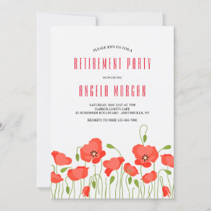 Red Poppies Retirement Party Invitation