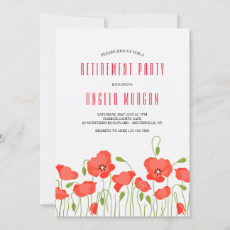 Red Poppies Retirement Party Invitation