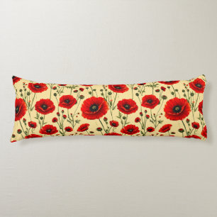 🌸 Red Poppies Romantic Cosy Home Style Decor Art  Body Cushion