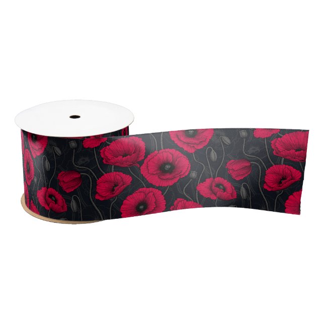 Red Poppies Satin Ribbon (Spool)