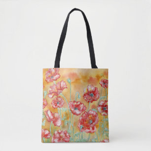 "Red Poppies" Shoulder Tote Bag