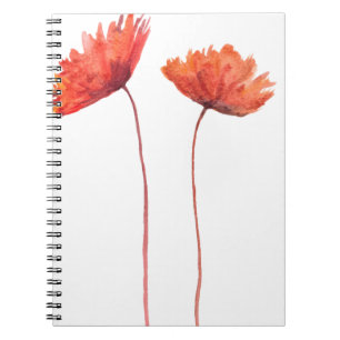 Red poppies spiral notebook
