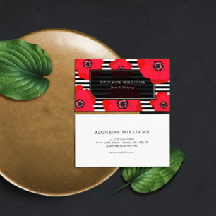 Red Poppies & Stripes Business Card
