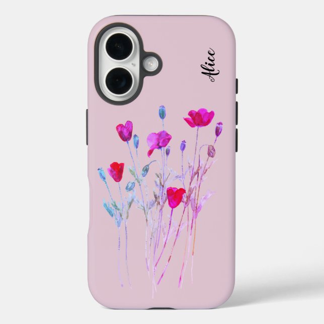 Red poppies summer meadow, wild flowers Case-Mate iPhone case (Back)