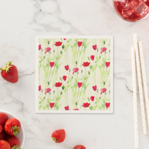 Red poppies summer meadow, wild flowers napkin