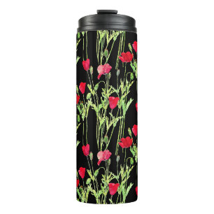 Red poppies summer meadow, wild flowers thermal tumbler
