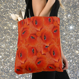 Red poppies symphony tote bag