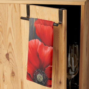 Red poppies tea towel