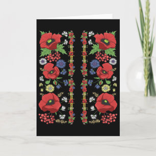 Red Poppies Ukraine Tee Cute Floral Ukrainian Vysh Card