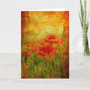 Red poppies vintage card
