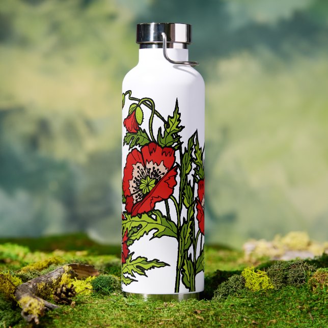 Red Poppies Water Bottle (Outdoor)